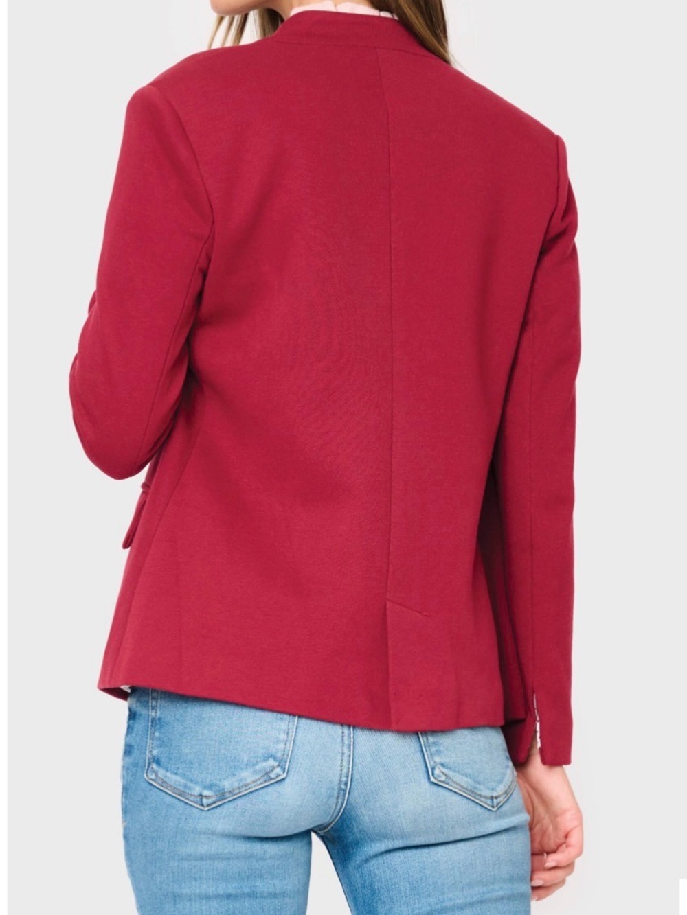 Premise Deep Raspberry Open-Front Collarless Blazer - Picture 2 of 9